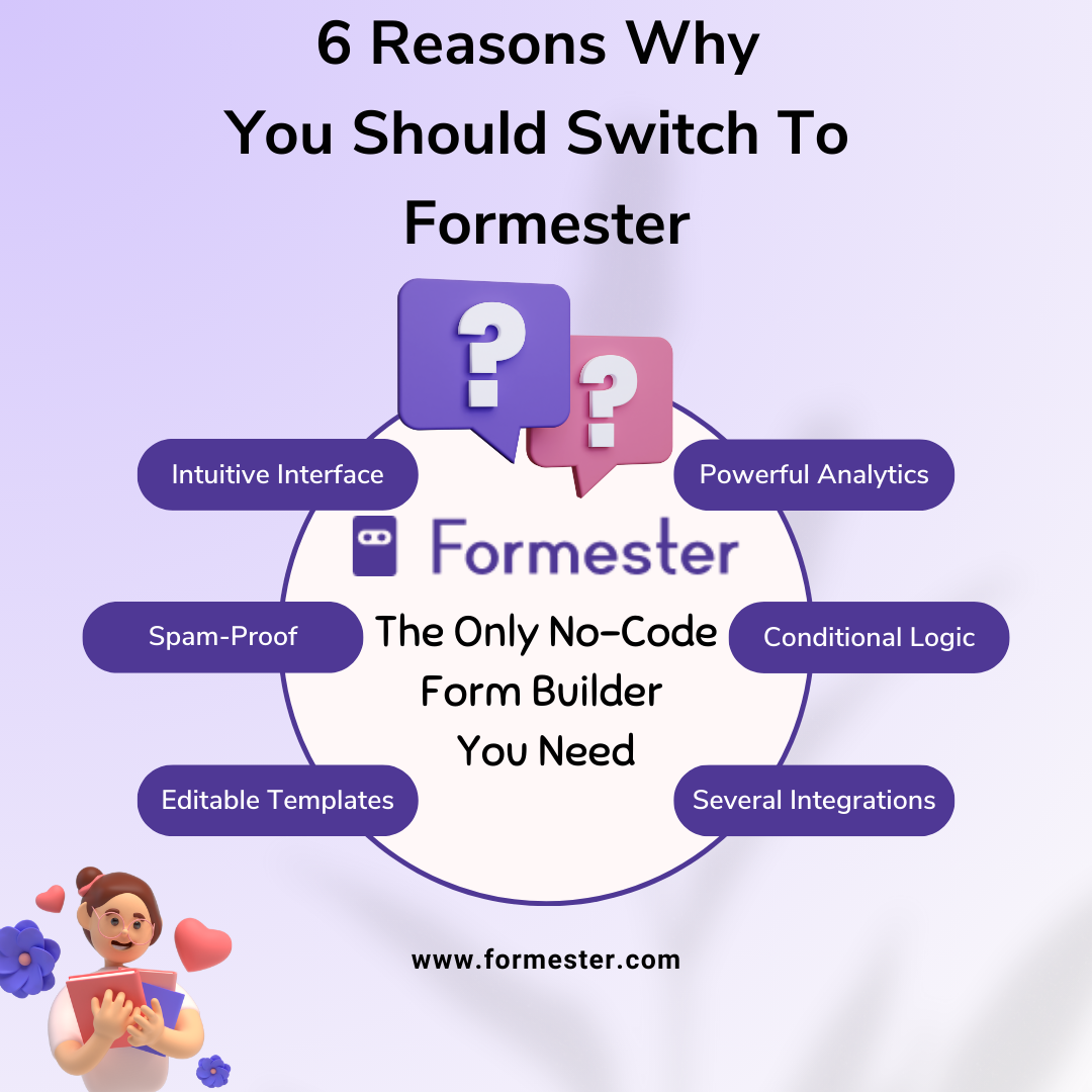 Infographic showing:- 6 Reasons why you should switch to Formester