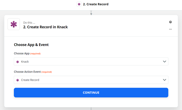 create record in Knack database
