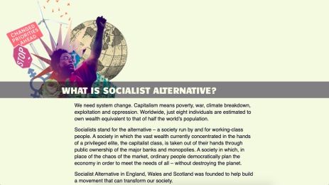 Screenshot from Socialist Alternative's 'About' page on a large screen