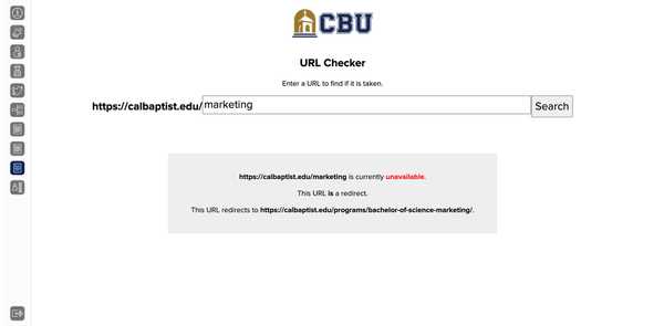 CBU Marketing Applications URL checker