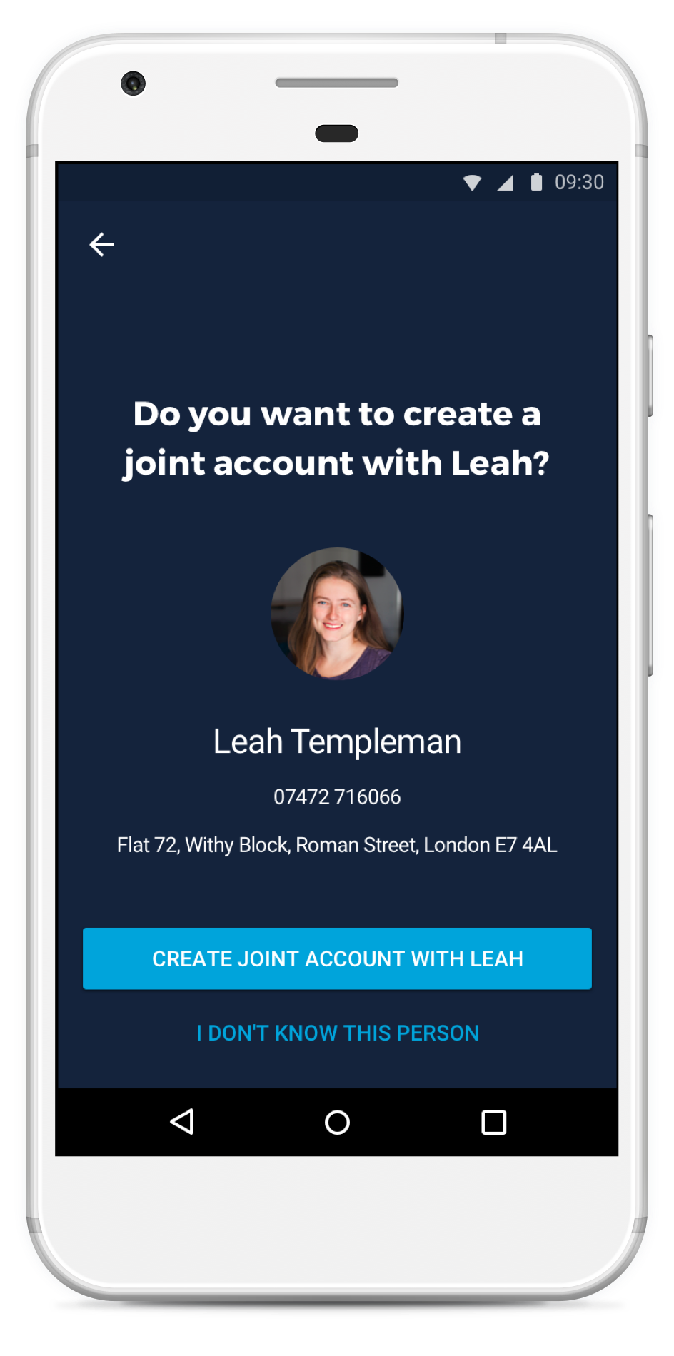 Sign up screen