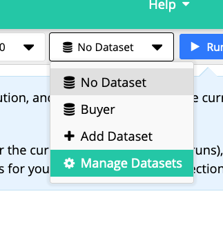 Open the "Manage Datasets" dialog