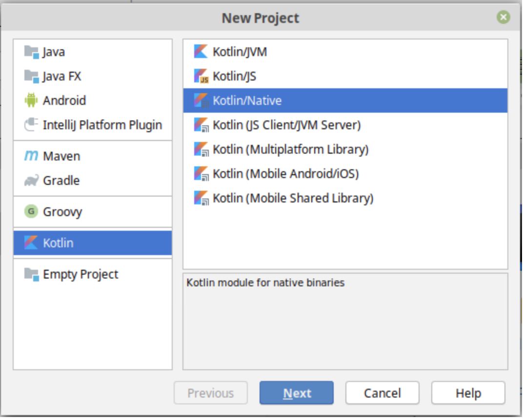 Kotlin new project window screen capture