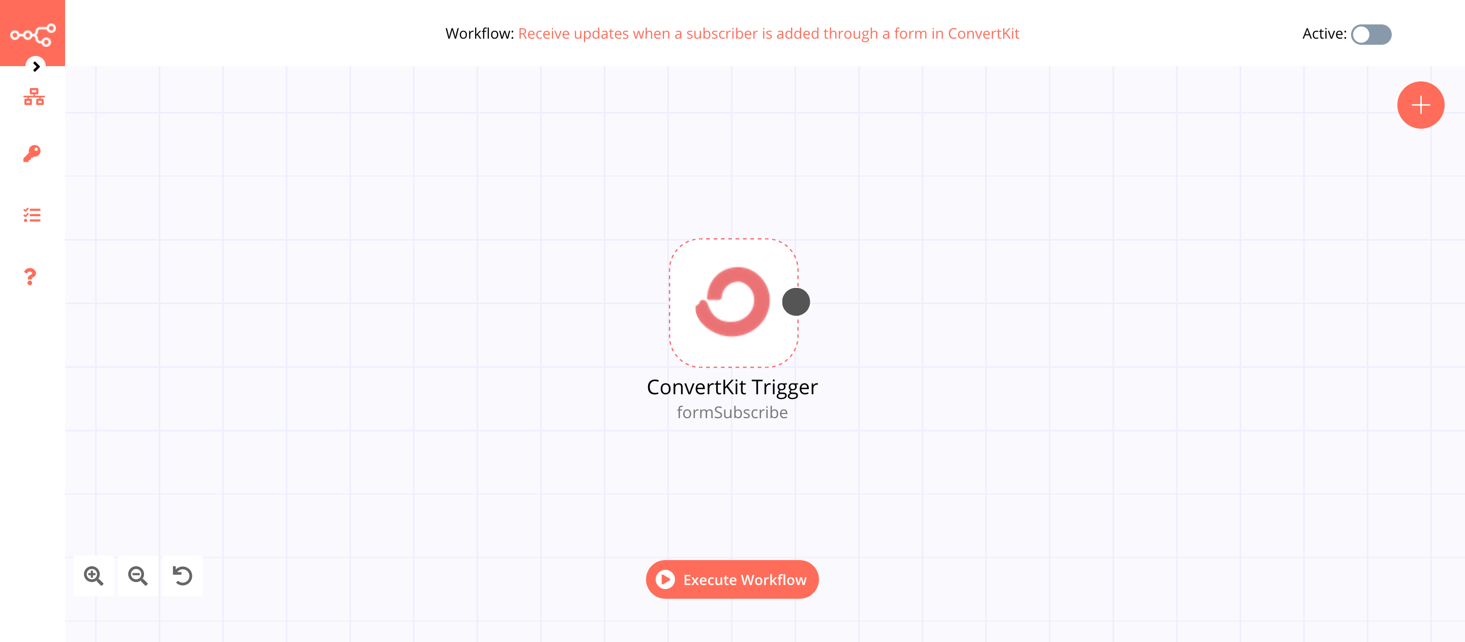 A workflow with the ConvertKit Trigger node