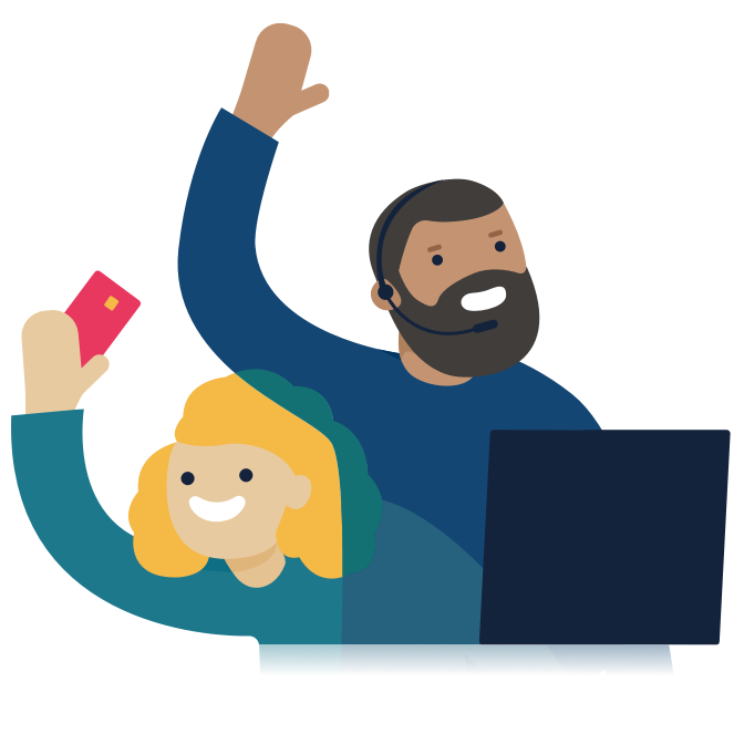 Illustration of two Monzo customer support agents