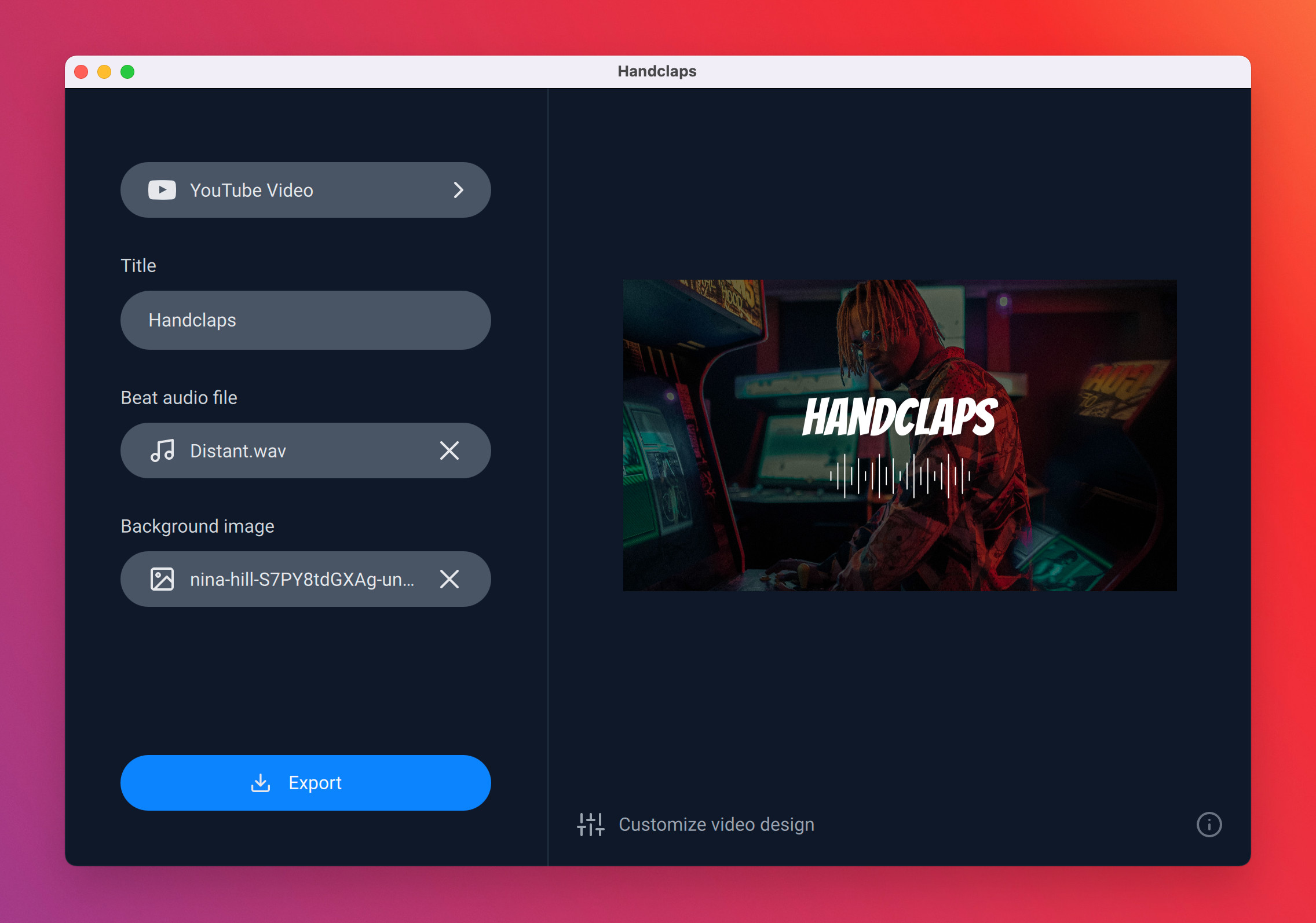 Screenshot of Handclaps, the best and easiest application for making hip hop beat videos