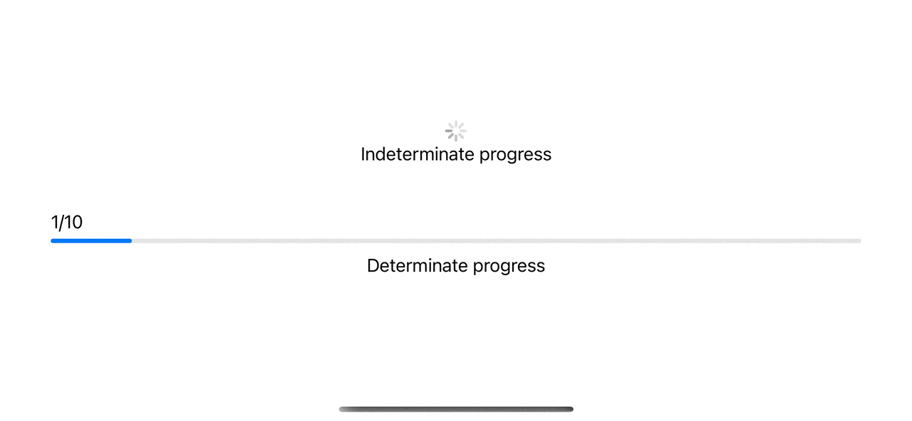 Indeterminate progress and Determinate progress.