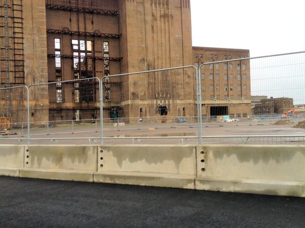 Concrete Barriers with fence - Battersea Power Station