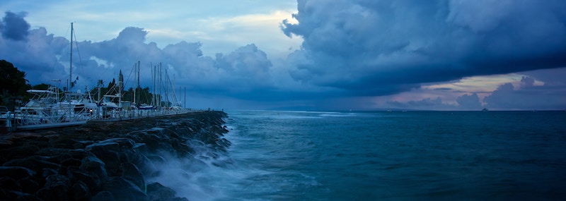 Coastline view of incoming storm