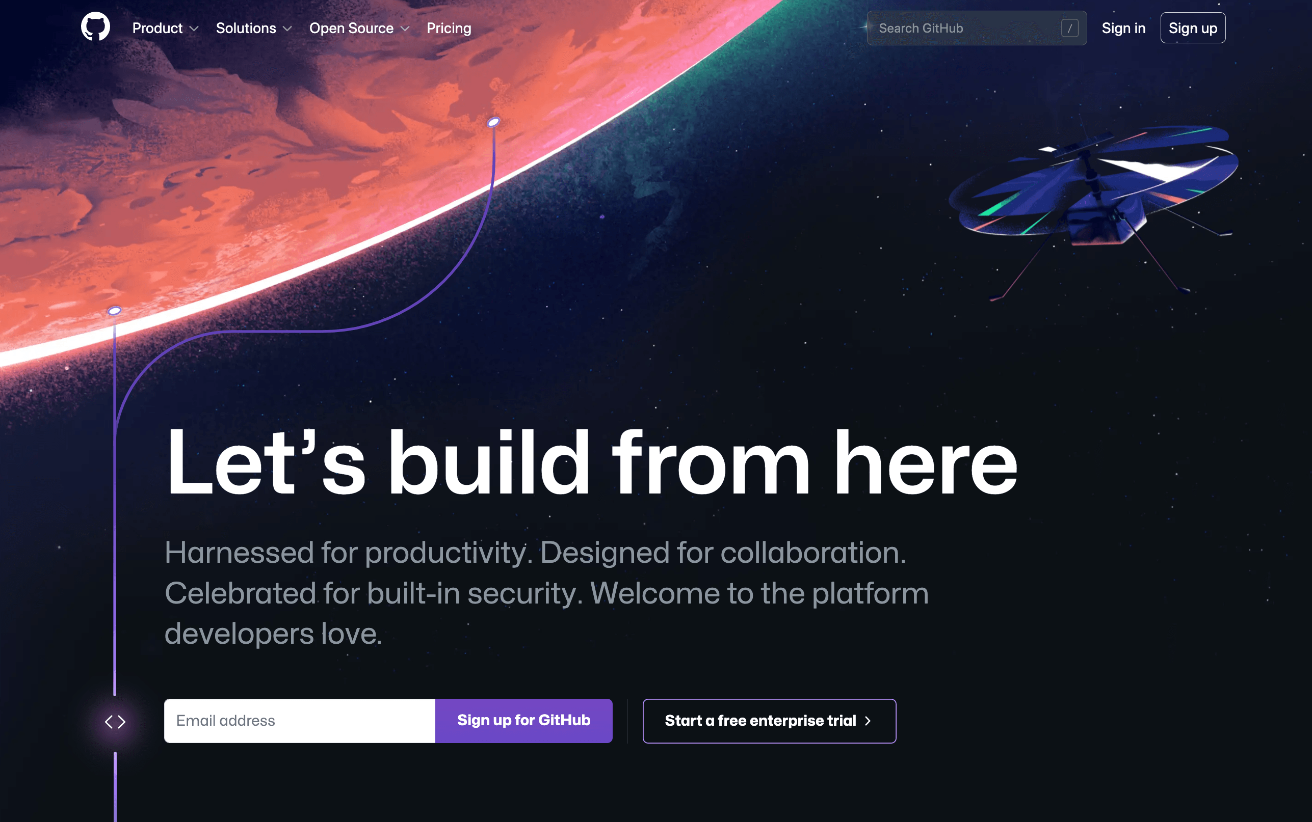 SaaS Brand Archetypes: Screenshot of Github's homepage