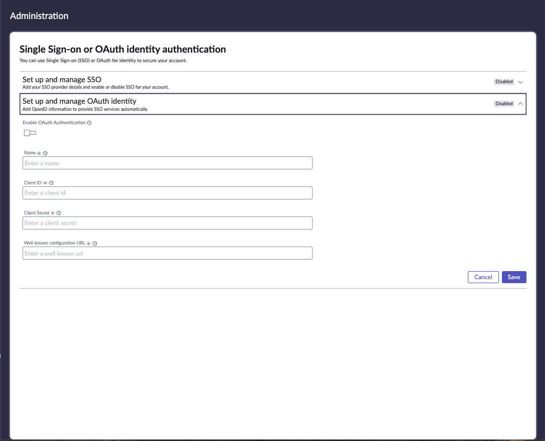 OAuth identity authentication form