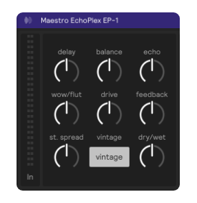 A screenshot of the Maestro EchcoPlex EP-1 delay effect