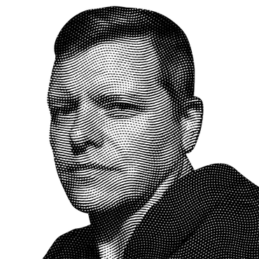 Halftone black and white image of Chris Short