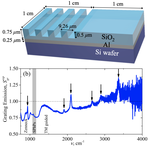 Thermal excitation of broadband and long-range surface waves on SiO2 submicron films