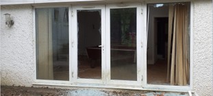 patio door with broken window 