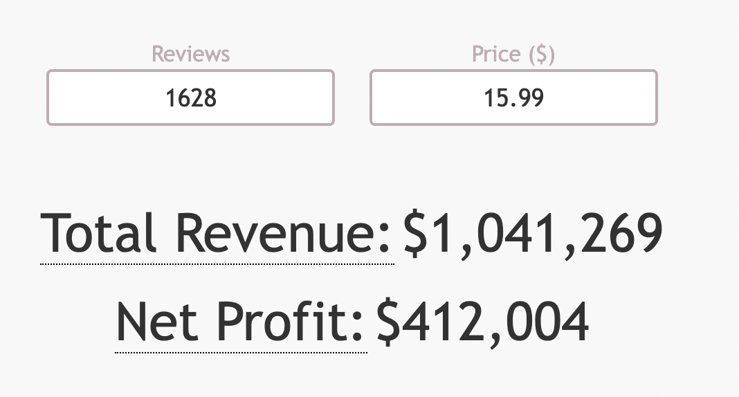 Indie Game Revenue Calculator Example