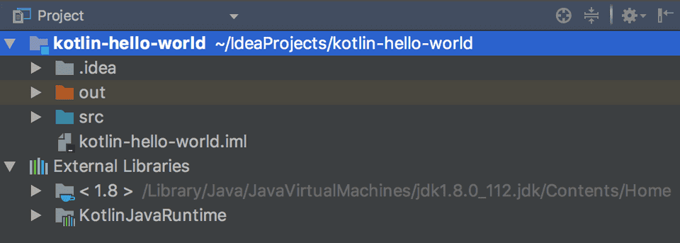 IntelliJ Kotlin Hello World Project Directory Structure