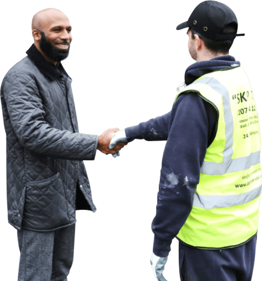 Skip It employee shaking hands with a client