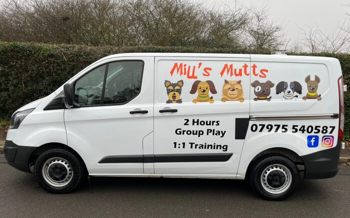 Side view Mill's Mutts van