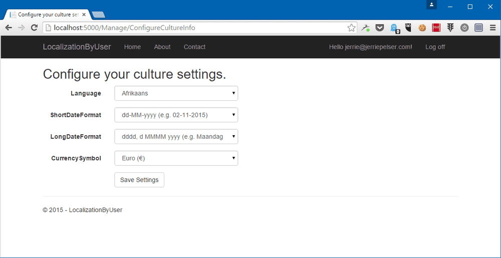 culture settings page