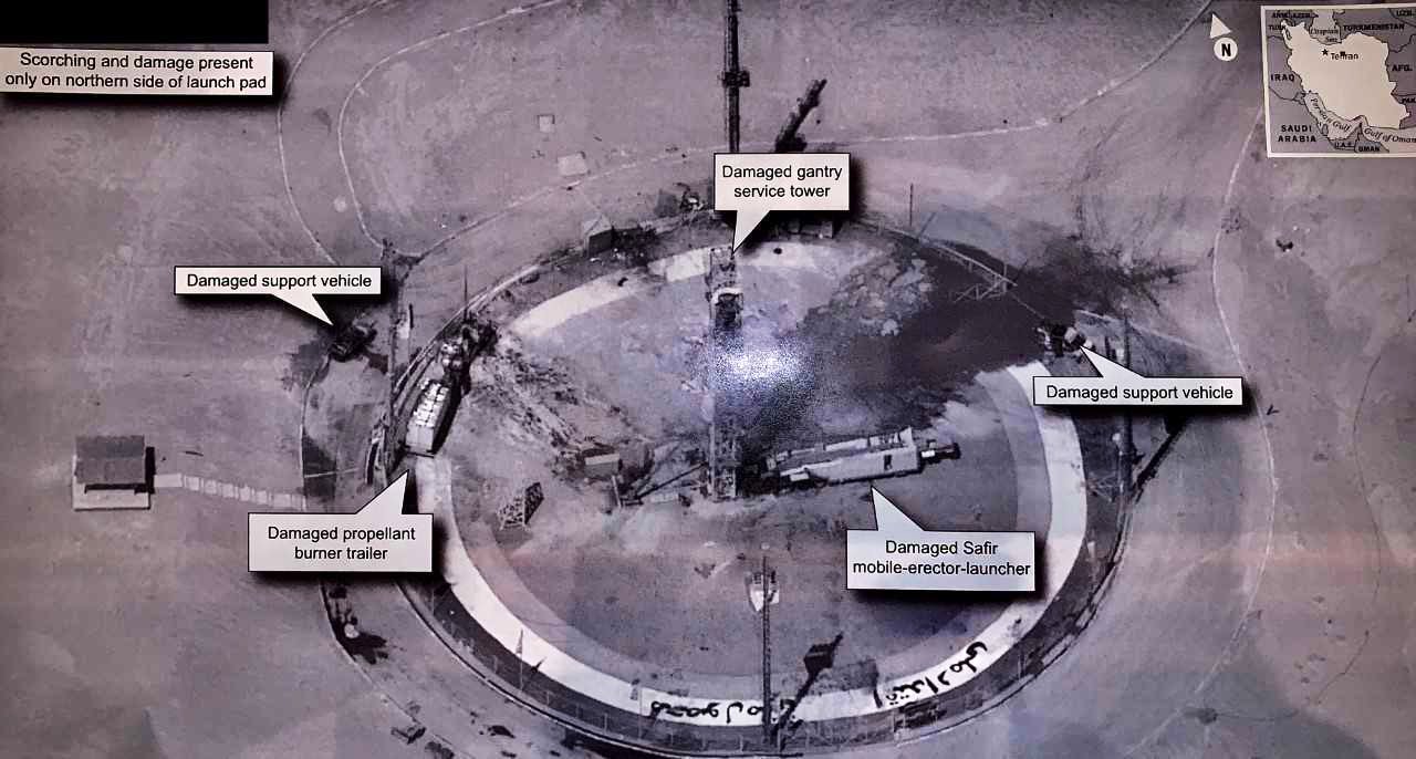 Imaginea 1: Imagine cu rampa de lansare a rachetei Safir de la centrul spațial “Imam Khomeini”, cel mai probabil surprinsă de satelitul de spionaj SUA-224 și făcută publică de Președintele Statelor Unite (Sursa foto).