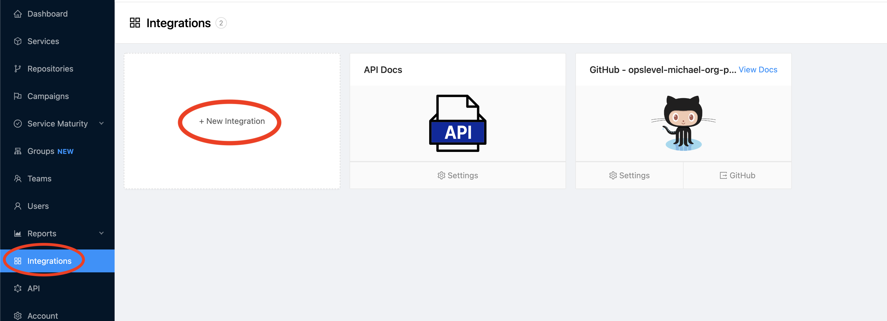 API Docs Integration Page