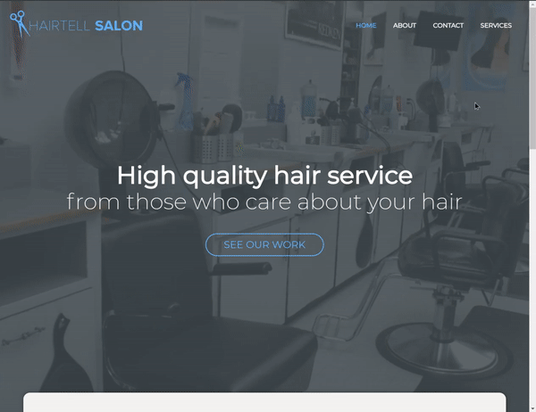 an animation of the hairtell salon website being browsed through.