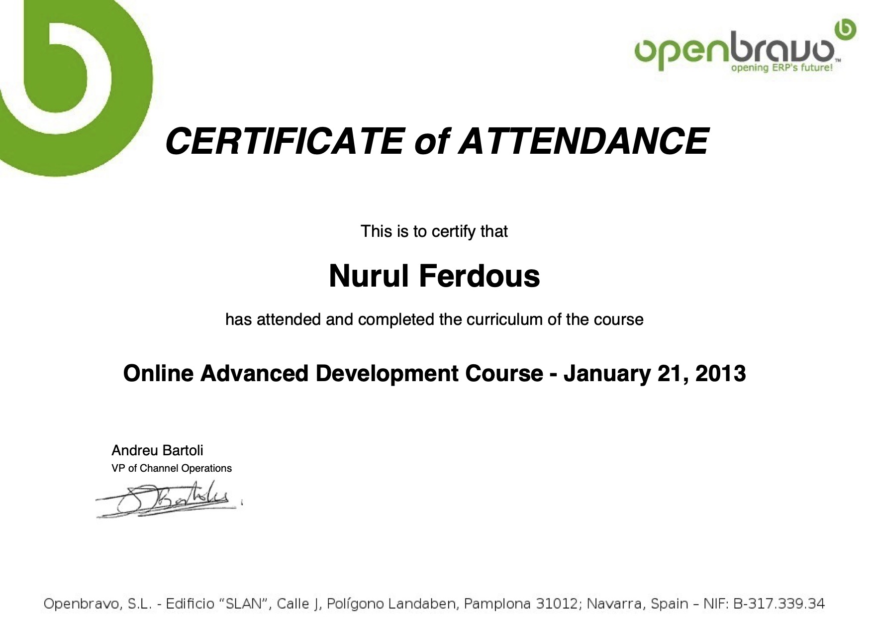 Openbravo Advanced Development Certificate