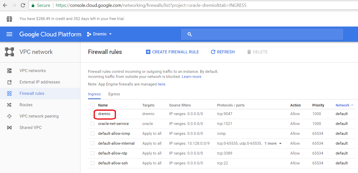 Configuring the firewall for Dremio