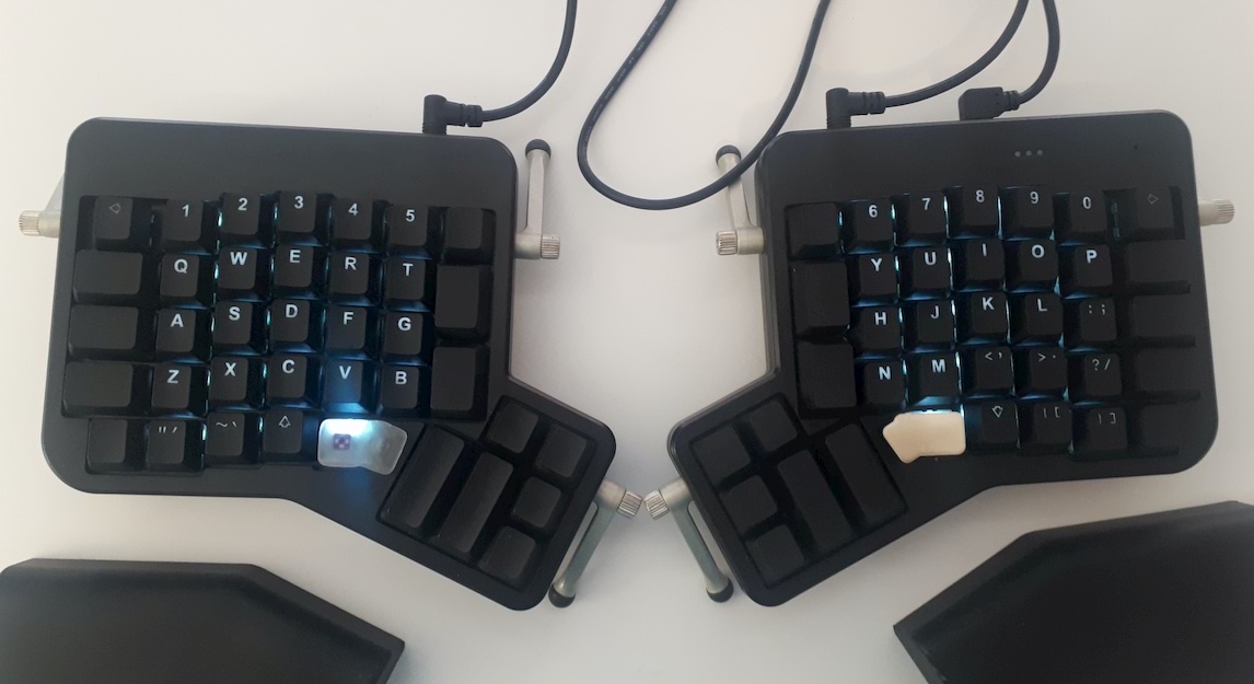 The full ergodox, seen from above.