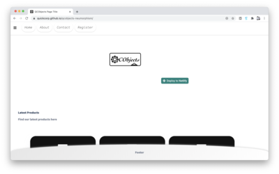 Screenshot of a page created with QCObjects Neumorphism Template