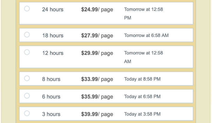 premieressay.com pricing table