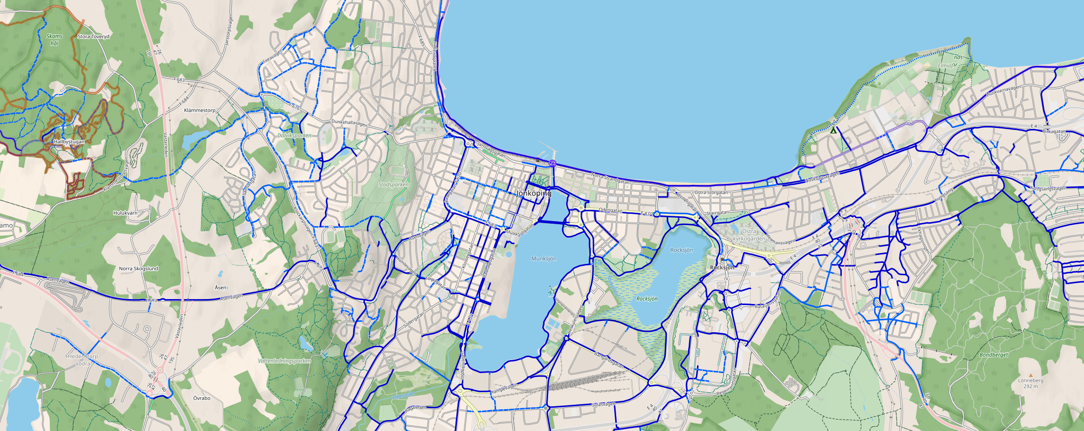 Karta över Vattenledningsparken från CyclOSM