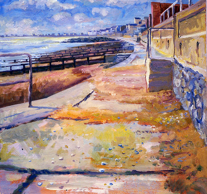 painting of Sandgate beach looking west