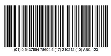 Example of a GS1-128 barcode label