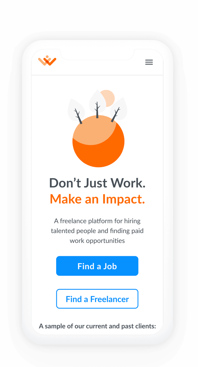 Work for Impact mobile screen