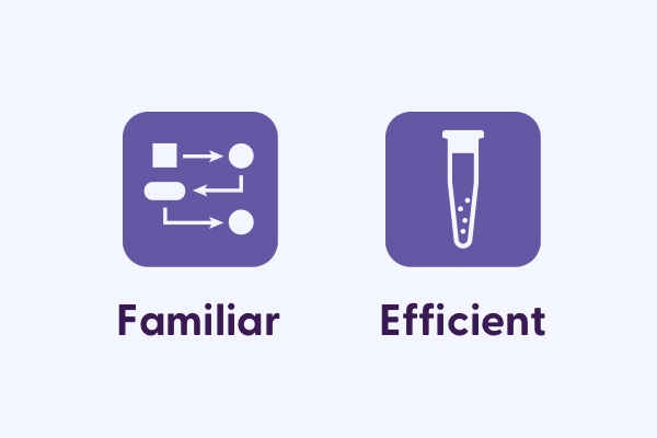 two purple icons for the biotech company Combinati