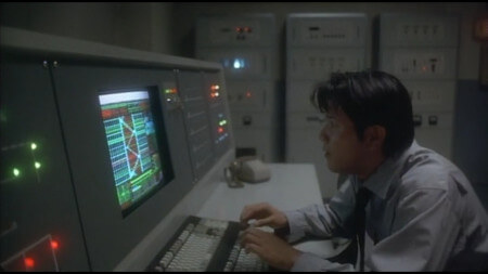 Takatsugu (aka Dr. Curtains) uses a security system to search the hospital for Eve. The security system seems far from high tech and resembles something you might find in an 1960 science fiction film Takatsugu (aka Dr. Curtains) uses a security system to search the hospital for Eve. The security system seems far from high tech and resembles something you might find in an 1960 science fiction film