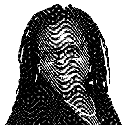 Halftone black and white image of Tracy P. Holmes