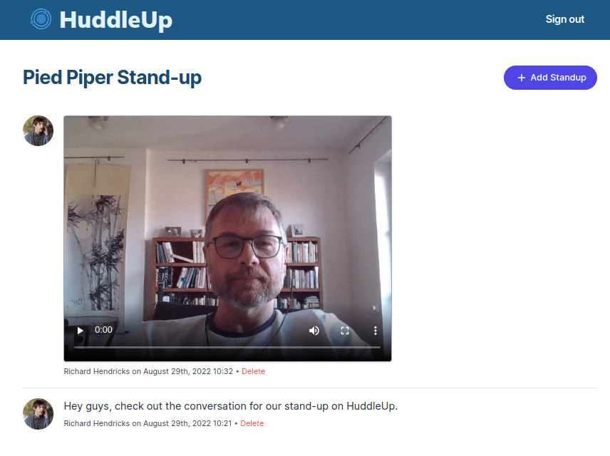 HuddleUp.dev alpha - team stand-up