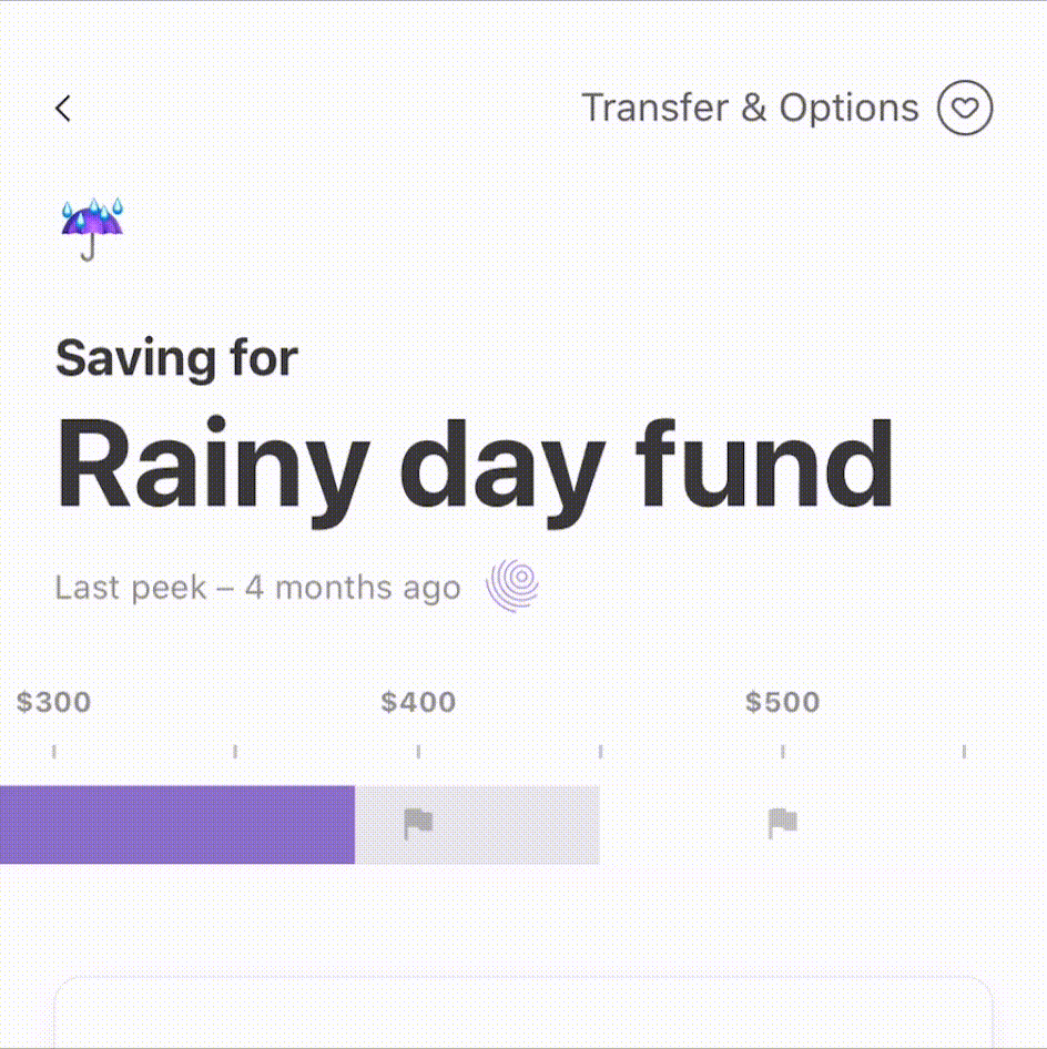 A gif showing how members can hide their savings balance in the Even app