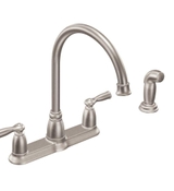image MOEN Banbury High-Arc 2-Handle Standard Kitchen Faucet with Side Sprayer in Spot Resist Stainless