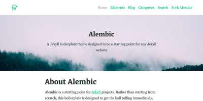 Screenshot of a page created with Jekyll & Alembic theme starter