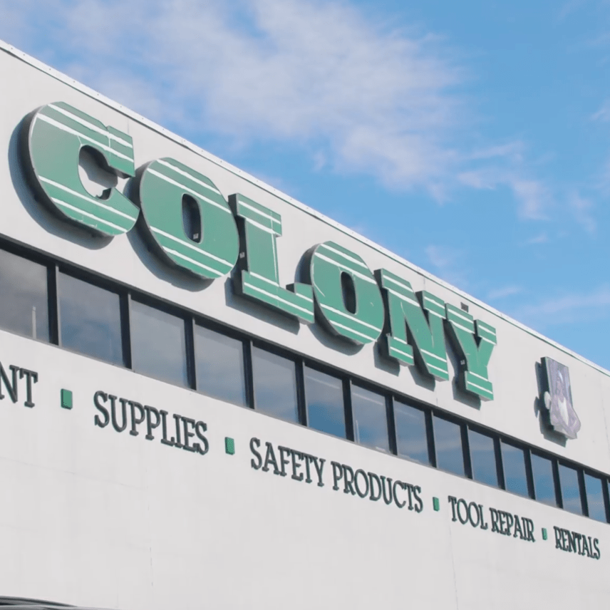 View of the outside of a Colony Hardware store