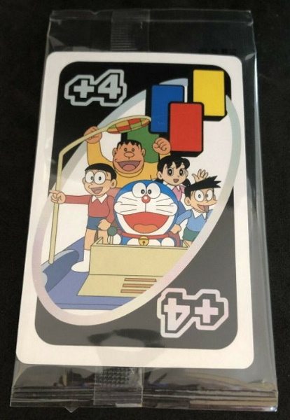 Holographic Doraemon Uno Draw 4 Card