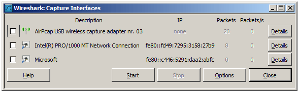 cannot find interface in wireshark windows 2008r2