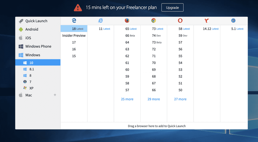 BrowserStack open screen