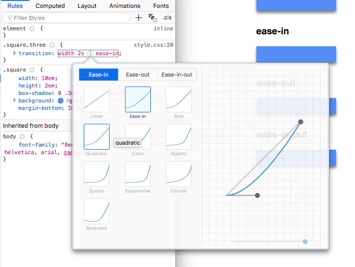Debug CSS Transitions in Firefox DevTools