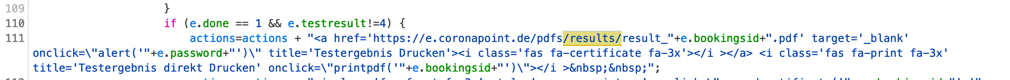Screenshot des Quelltext in dem eine URL zusammengebaut wird