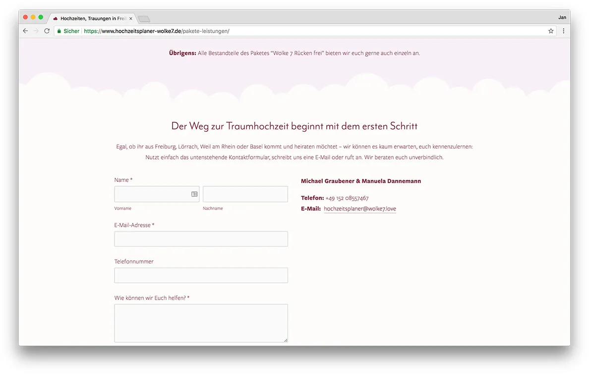 KreativBomber Onlineagentur Freiburg - Hochzeitsplaner Wolke 7 Freiburg Kontakt
